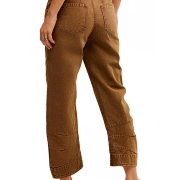 Free People We The Free Womens Olive Brown Utility Cargo Pants Size 6 Cotton Ble - Picture 3 of 12